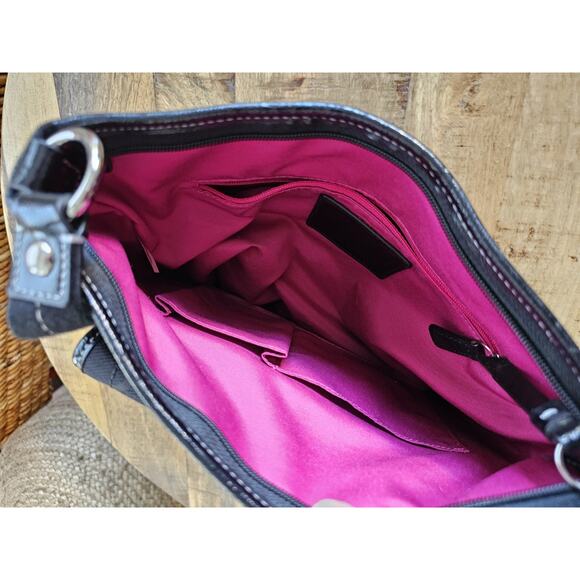 Coach Black Signature Ashley Shoulder Bag F16550 EUC Logo Charm - Picture 12 of 16